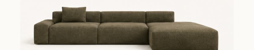 Chaise Vellum Lowform starting configuration in Soft Weave — Moss.