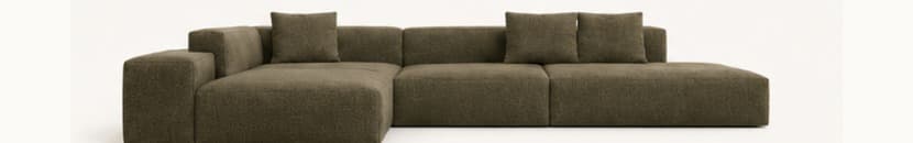 Corner Vellum Lowform starting configuration in Soft Weave — Moss.