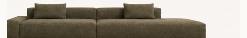Double Lounge Vellum Lowform starting configuration in Soft Weave — Moss.