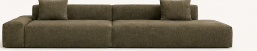 Straight Vellum Lowform starting configuration in Soft Weave — Moss.